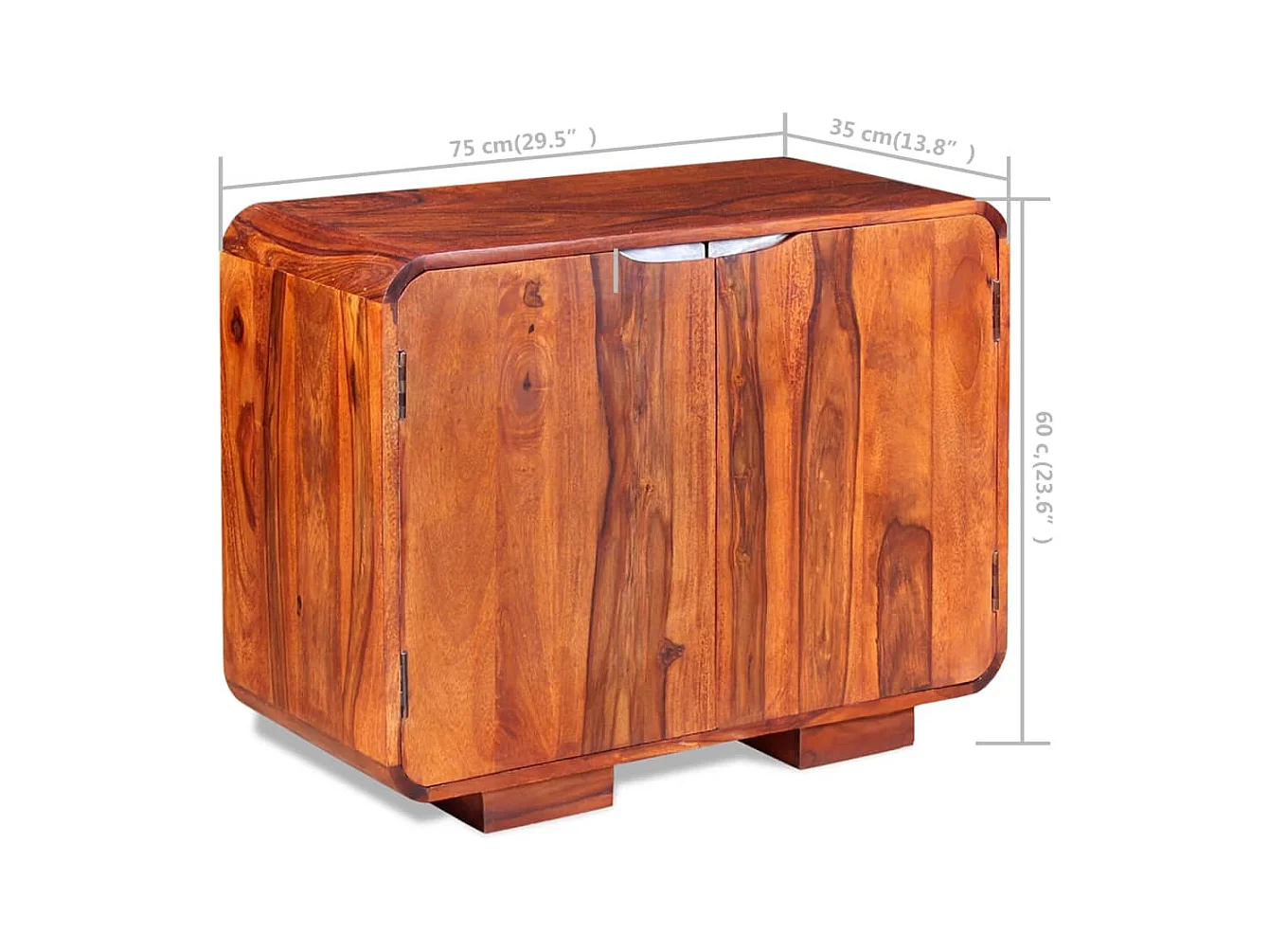 Aparador em madeira de sheesham maciça 75x35x60 cm