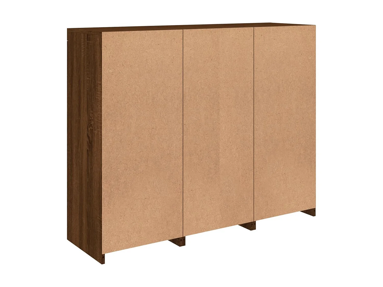 Aparador con luz LED 3 piezas madera de ingeniería marrón roble