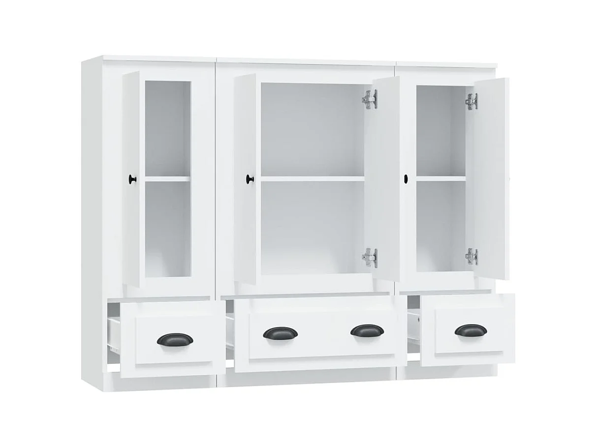 Aparadores altos 3 piezas madera contrachapada blanco