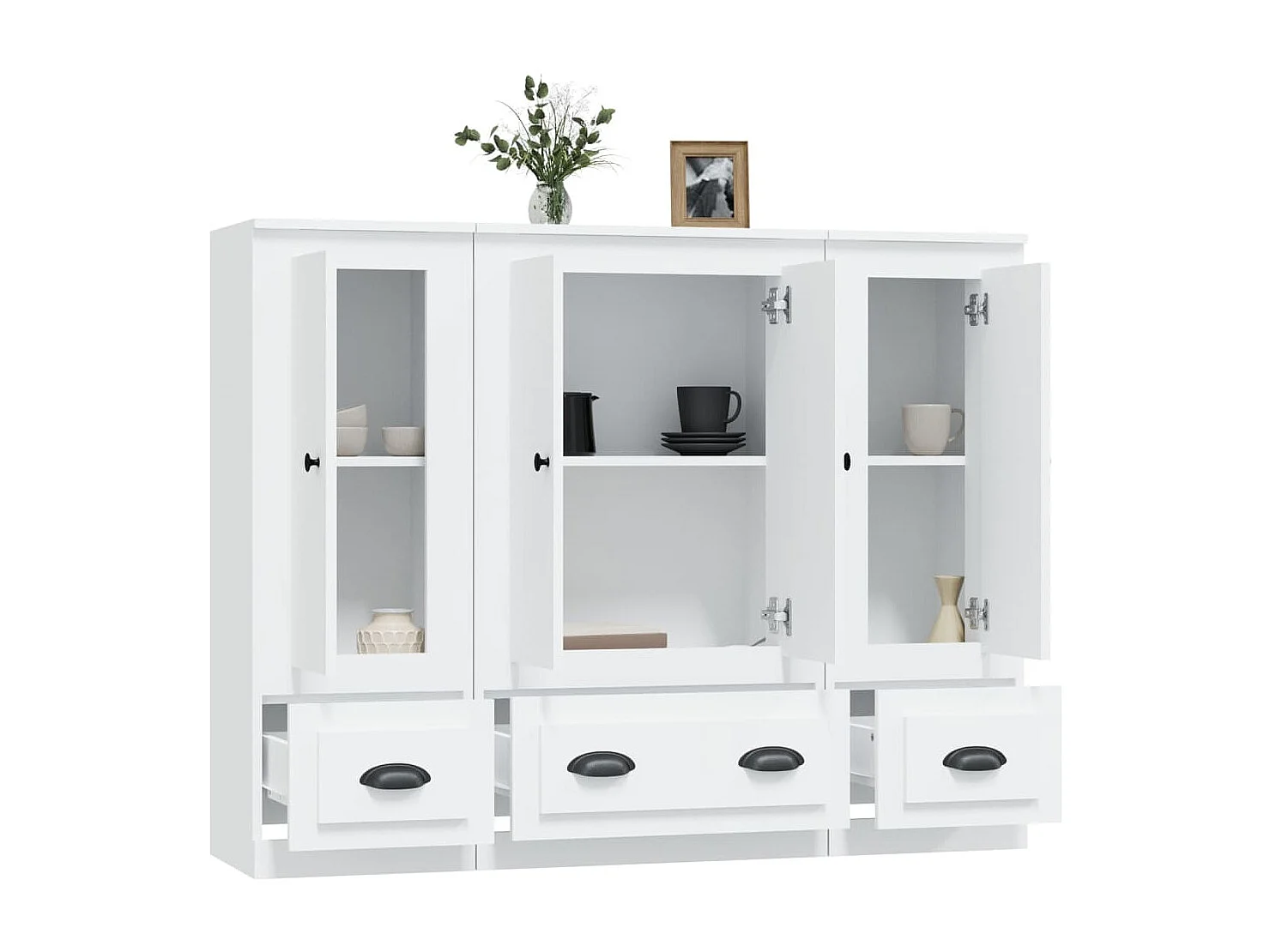 Buffets 3 pièces blanc bois d'ingénierie