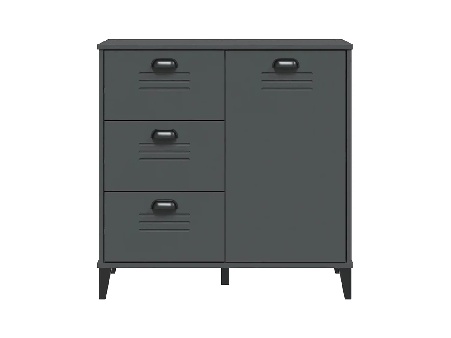 Aparador VIKEN madera maciza de pino gris antracita 80x40x80 cm