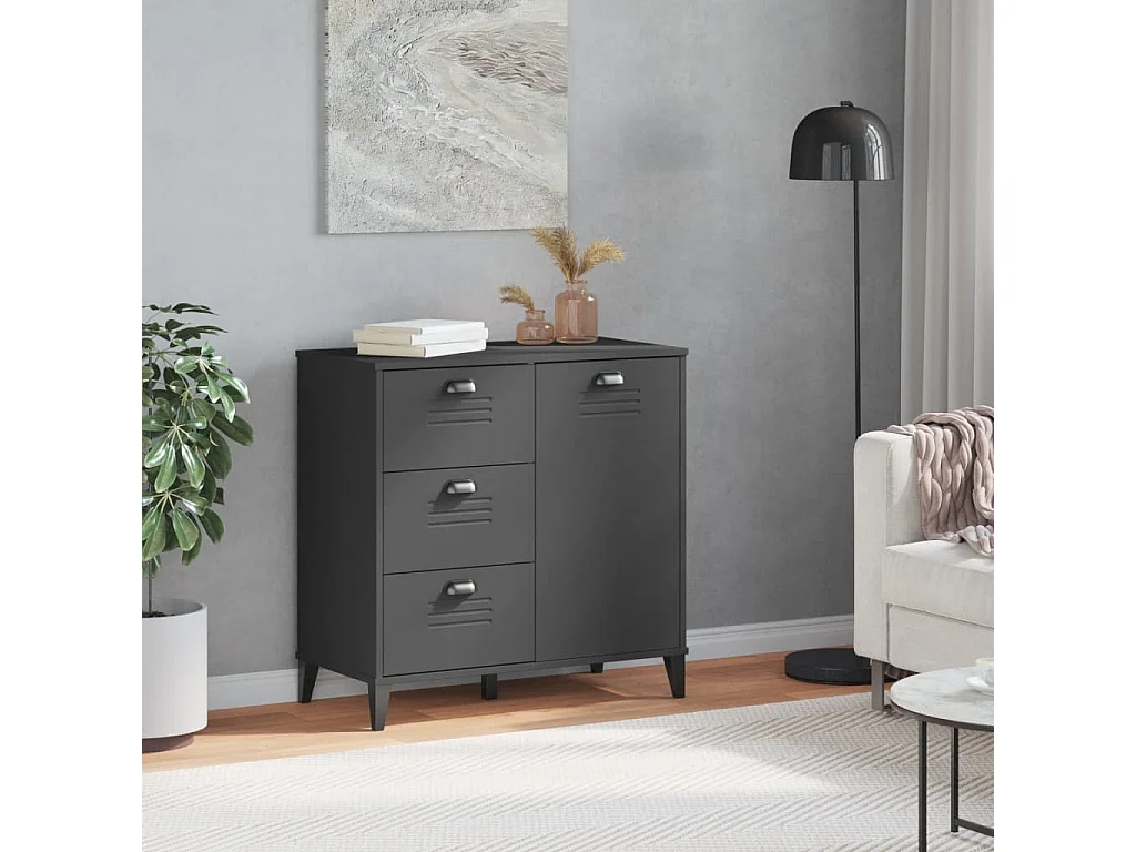 Buffet VIKEN gris anthracite 80x40x80 cm bois massif de pin