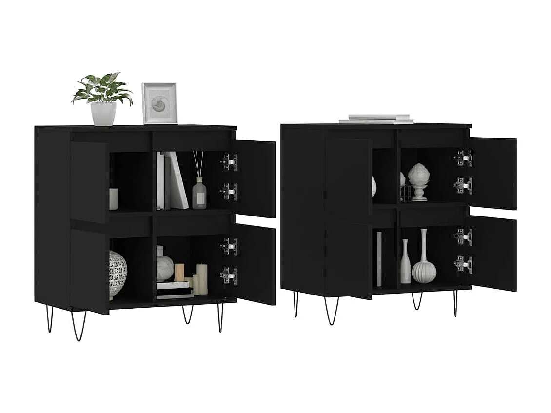 Buffets 2 pièces noir bois d'ingénierie