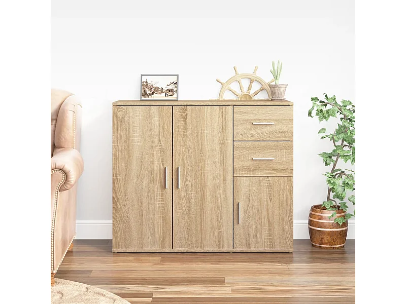 Dressoir 91x29,5x75 cm bewerkt hout sonoma eikenkleurig
