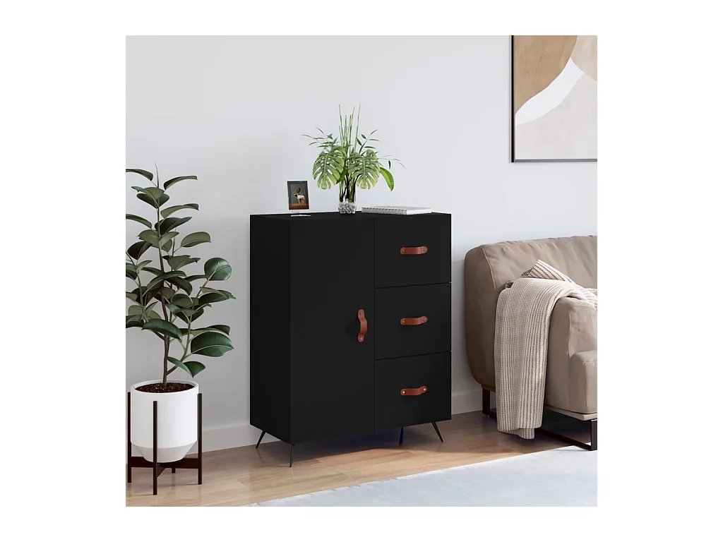 Buffet noir 69,5x34x90 cm bois d'ingénierie