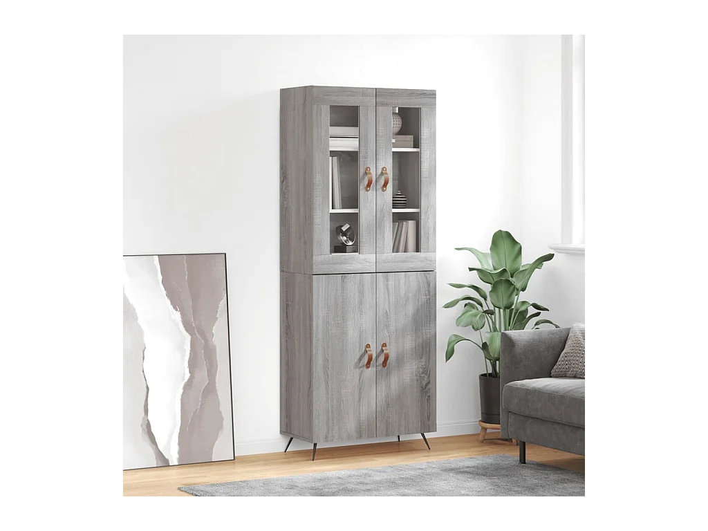 Hoge kastukken69,5x34x180 cm bewerkt hout grijs sonoma eikenkleurig