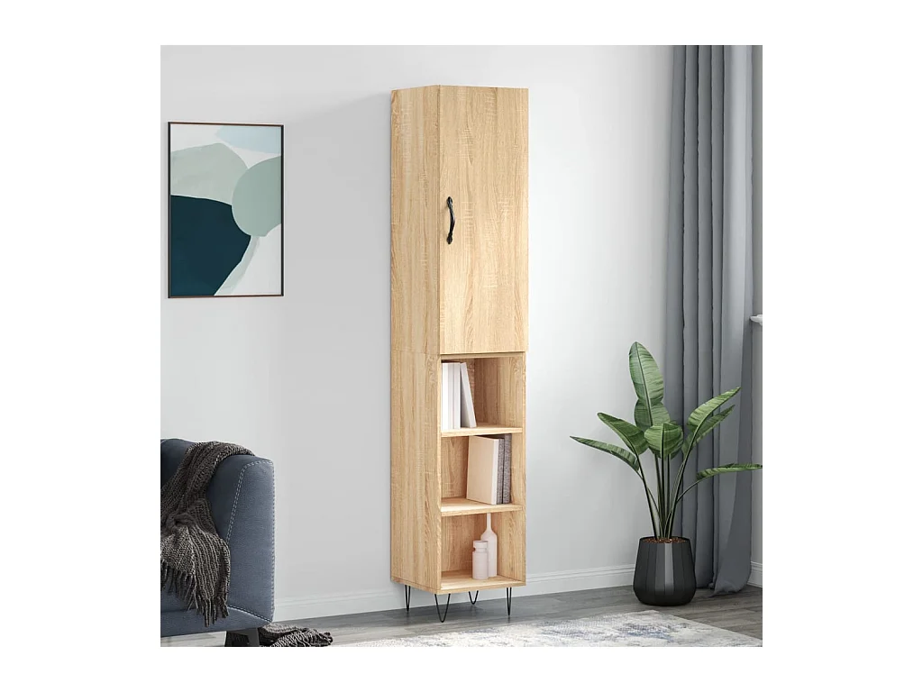 Buffet haut Chêne sonoma 34,5x34x180 cm Bois d'ingénierie