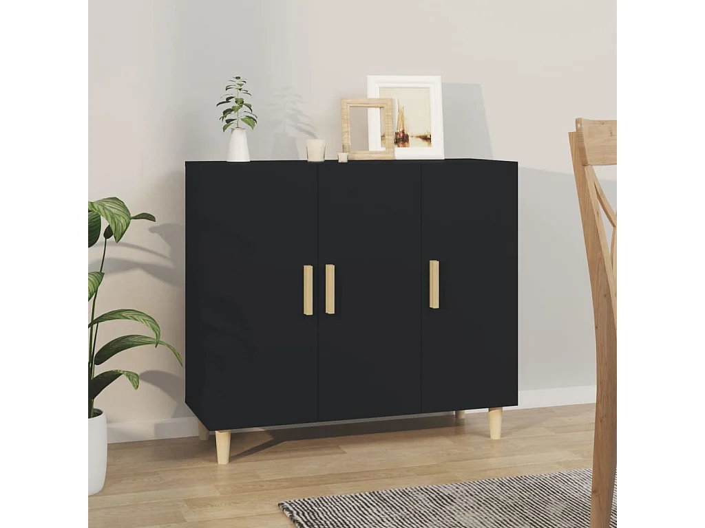 Dressoir 90x34x80 cm bewerkt hout zwart