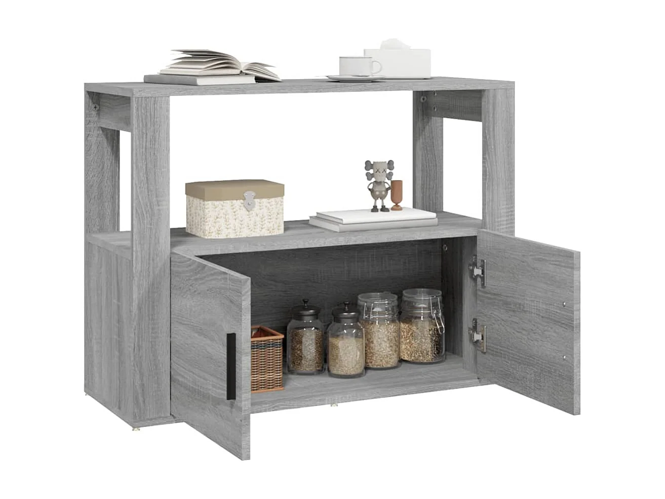 Dressoir 80x30x60 cm bewerkt hout grijs sonoma eikenkleurig