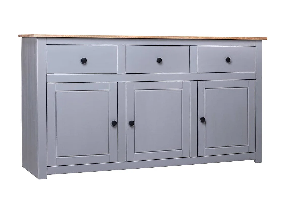 Buffet Gris 135x40x80 cm Pin solide Assortiment Panama