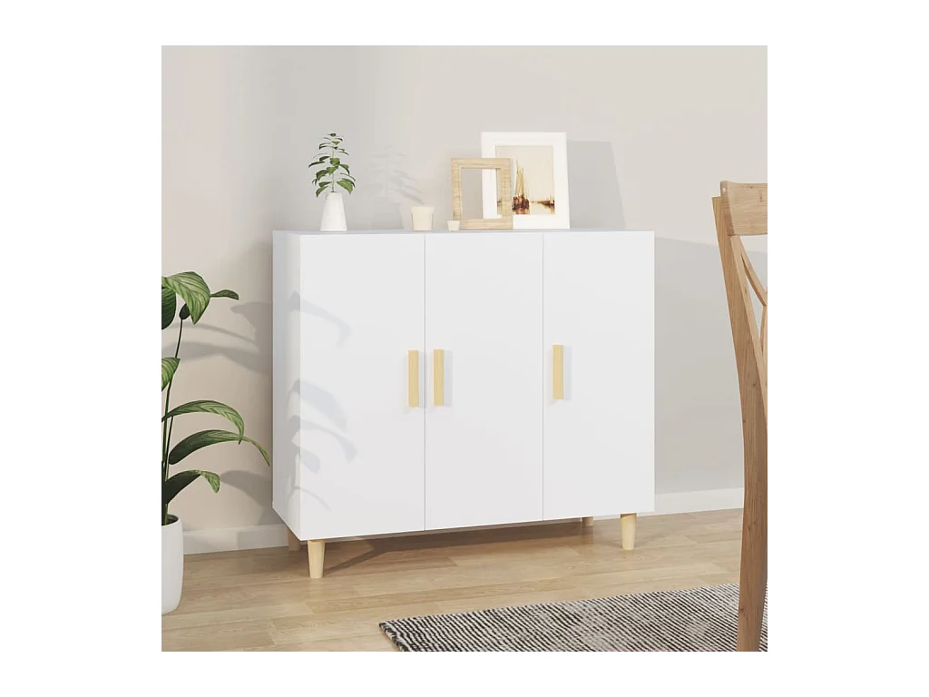 Buffet blanc 90x34x80 cm bois d'ingénierie