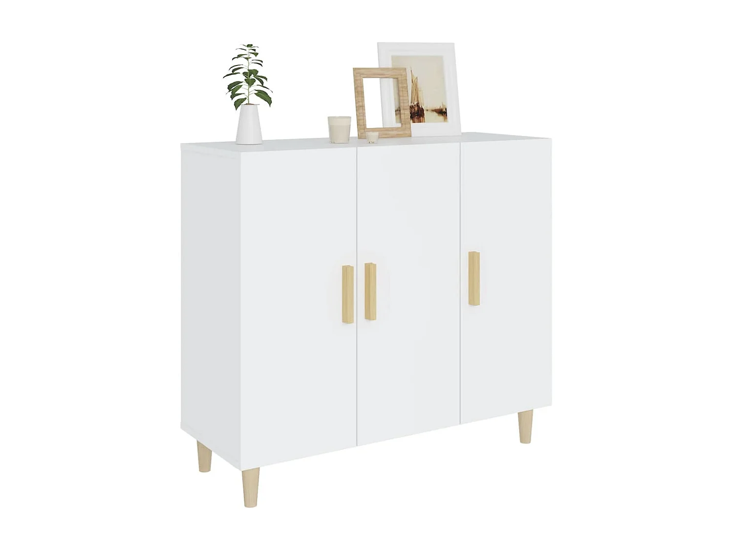 Buffet blanc 90x34x80 cm bois d'ingénierie