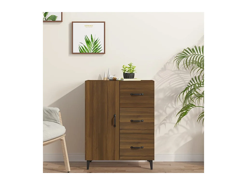 Buffet chêne marron 69,5x34x90 cm bois d'ingénierie