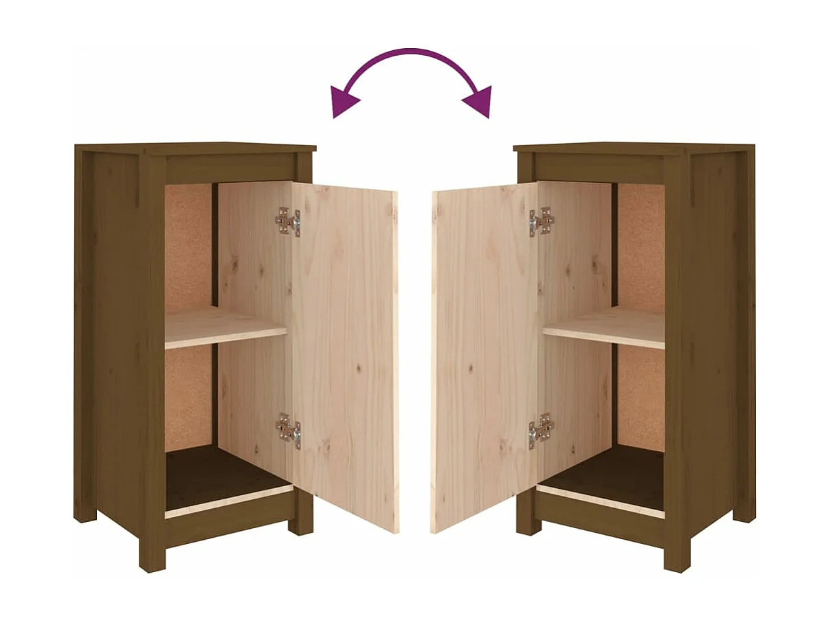 Buffets 2 pièces Marron miel 40x35x80 cm Bois massif de pin