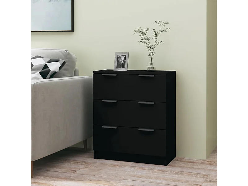 Buffet noir 60x30x70 cm bois d'ingénierie