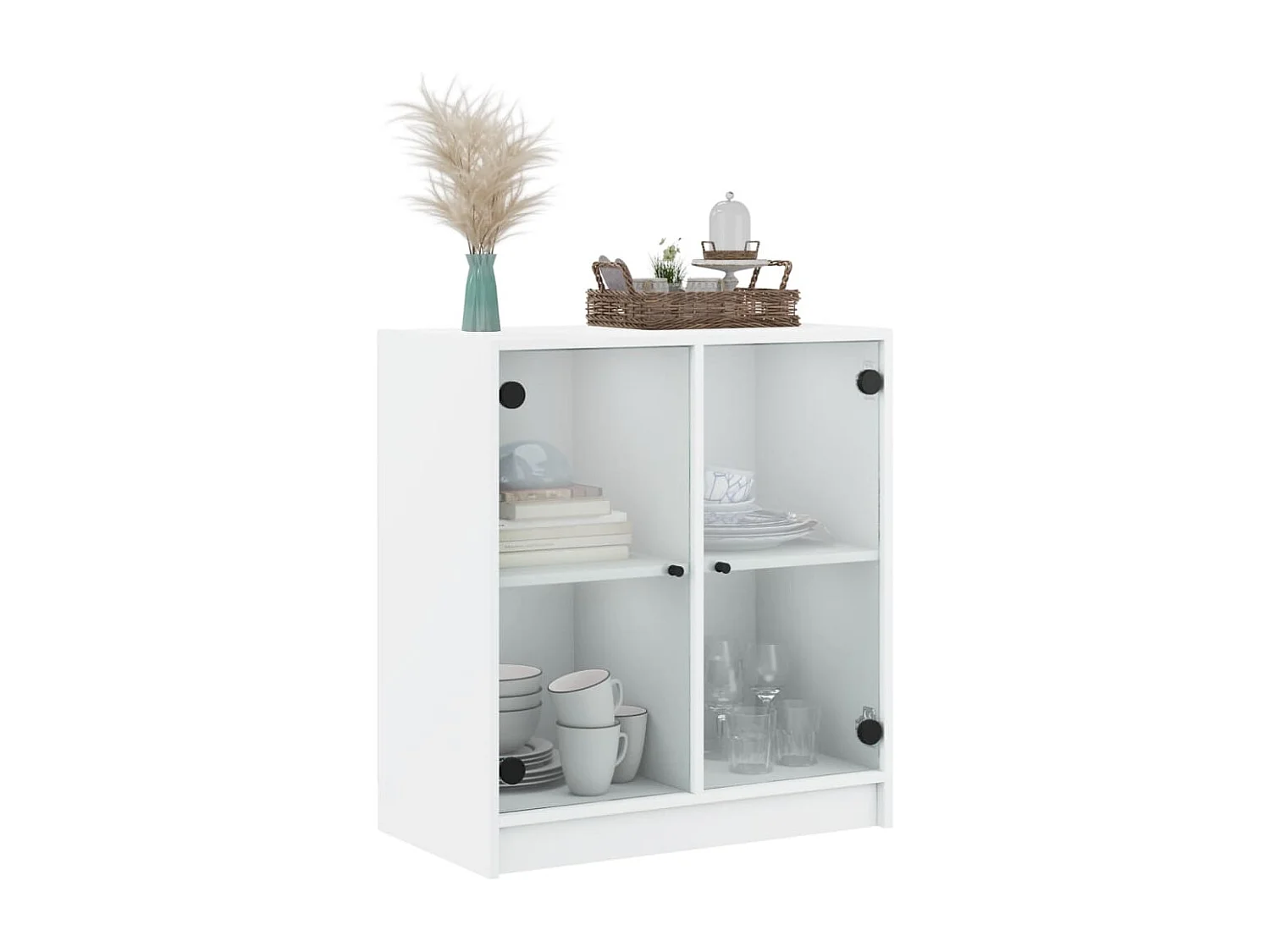 Armoire latérale avec portes en verre blanc 68x37x75,5 cm