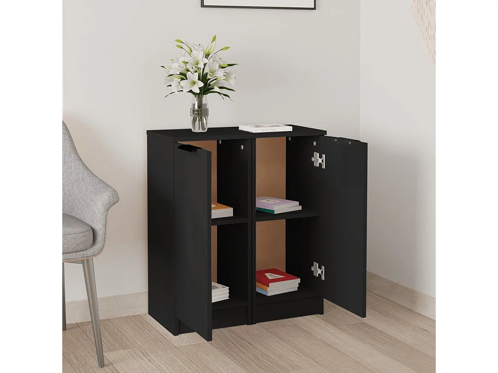 Buffets 2 pièces noir 30x30x70 cm bois d'ingénierie