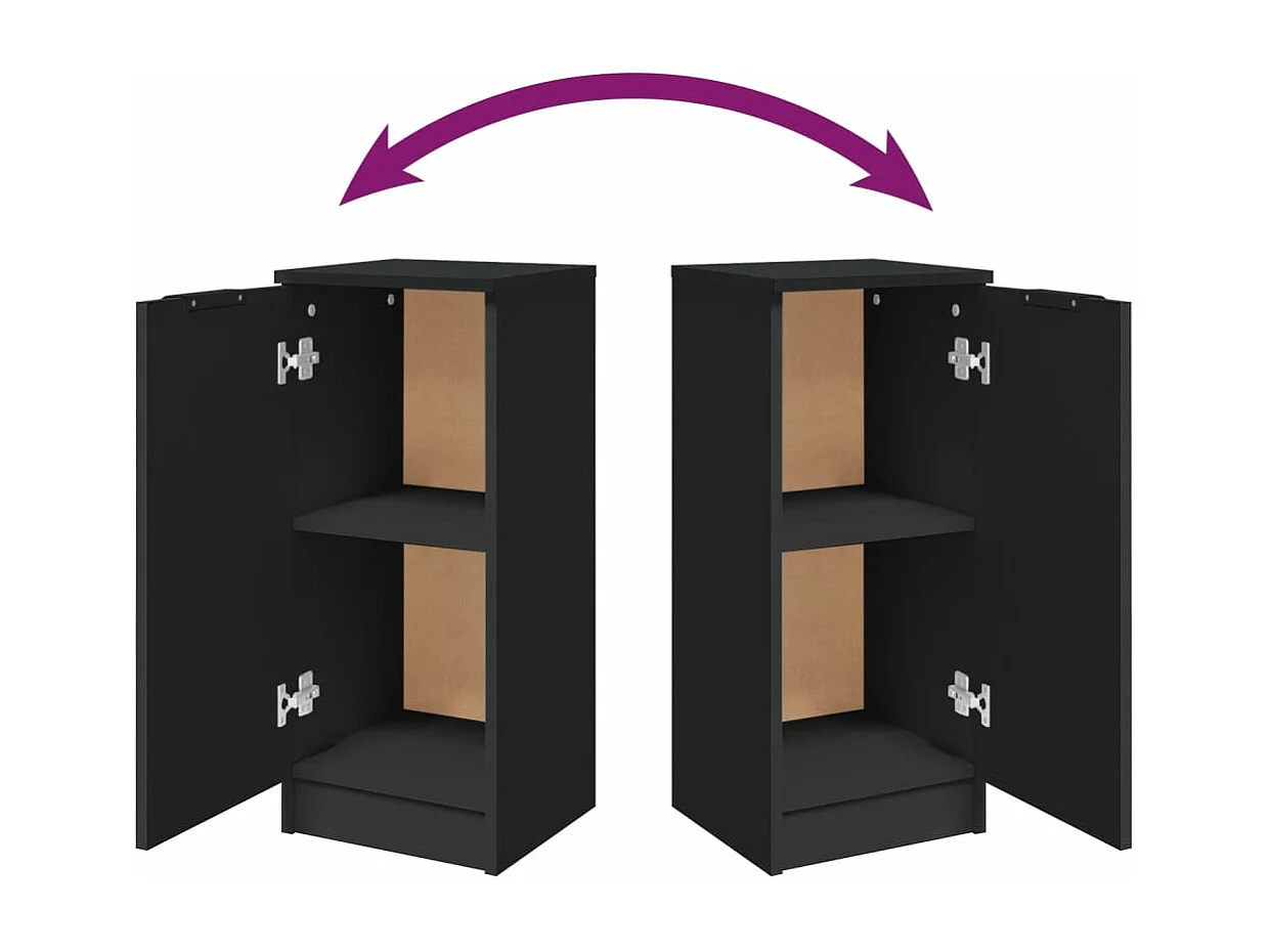 Buffets 2 pièces noir 30x30x70 cm bois d'ingénierie