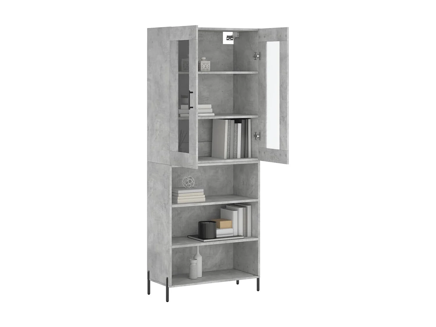 Buffet haut Gris béton 69,5x34x180 cm Bois d'ingénierie