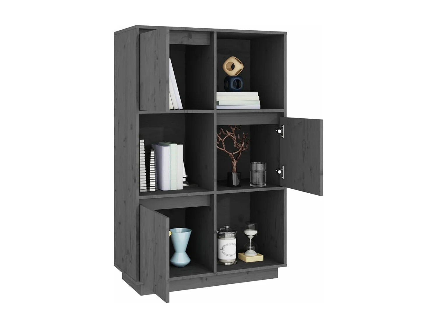 Buffet Gris 74x35x117 cm Bois massif de pin