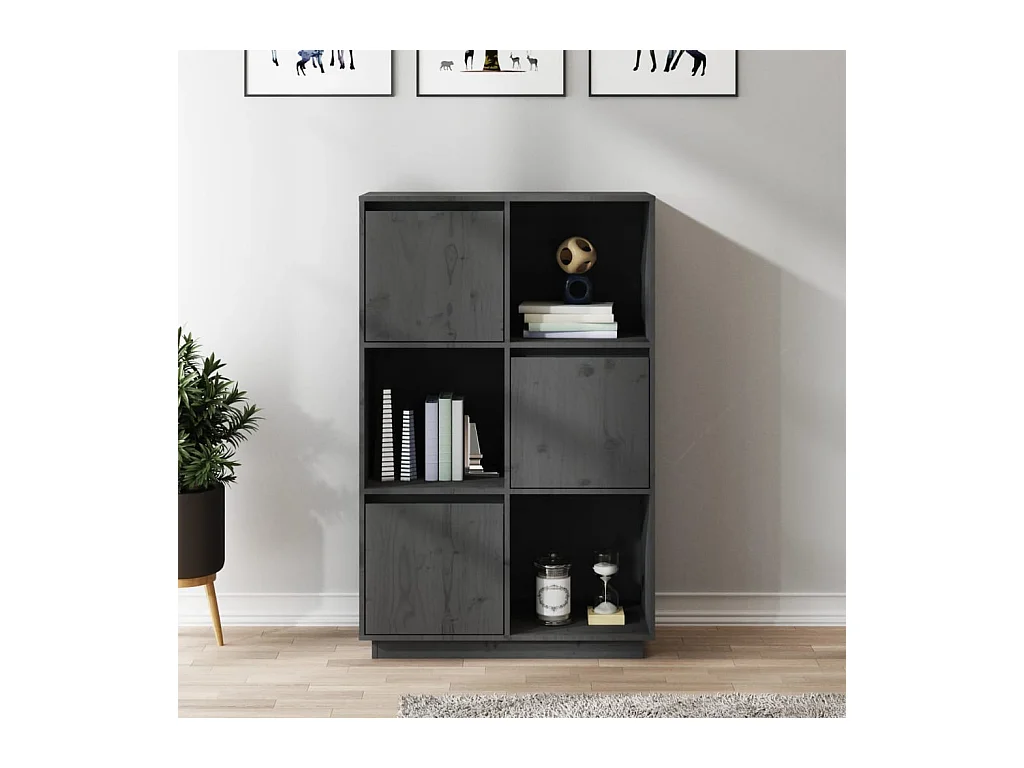 Buffet Gris 74x35x117 cm Bois massif de pin
