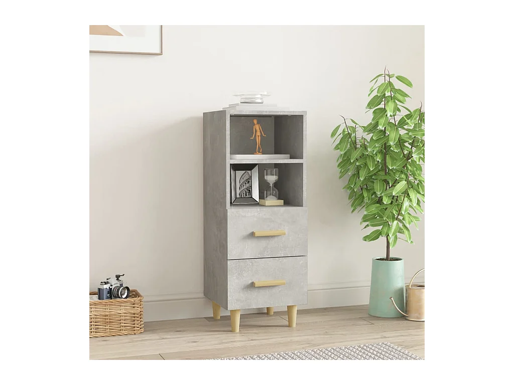 Buffet Gris béton 34,5x34x90 cm Bois d'ingénierie