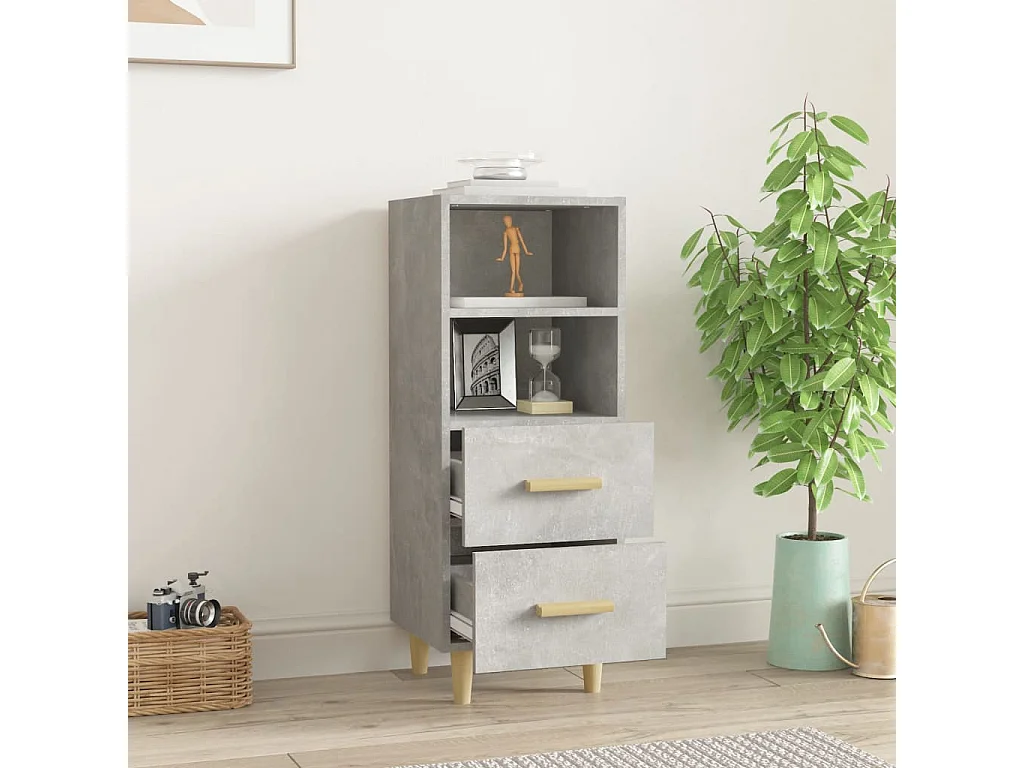 Buffet Gris béton 34,5x34x90 cm Bois d'ingénierie