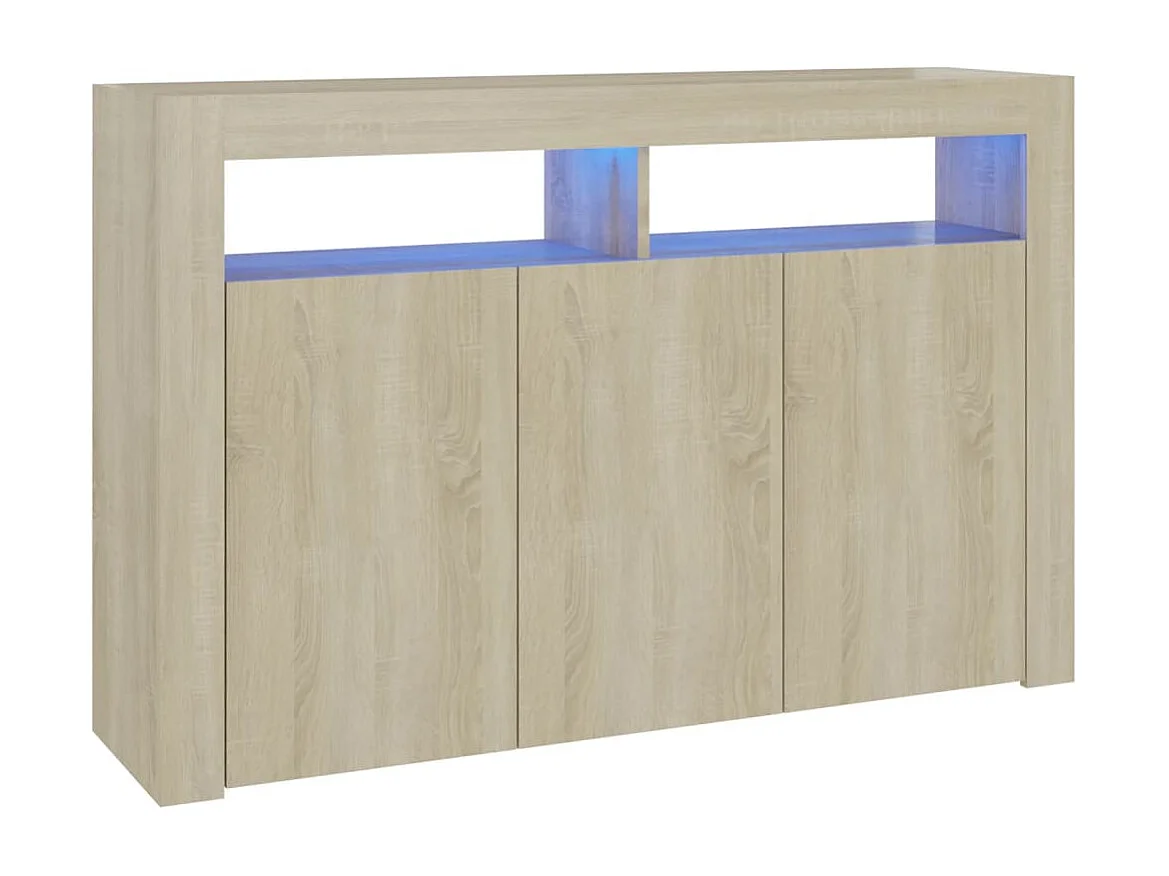 Buffet avec lumières LED chêne sonoma 115,5x30x75 cm