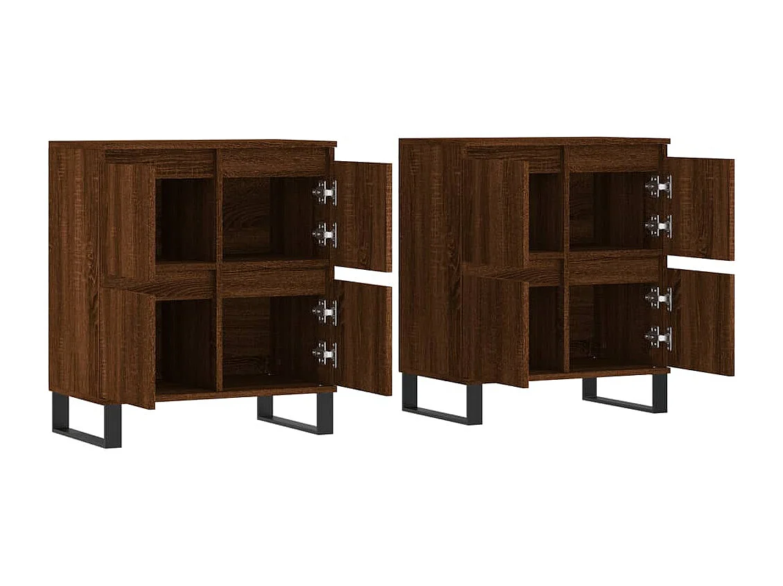 Dressoirs 2 stukkenbewerkt hout bruin eikenkleur