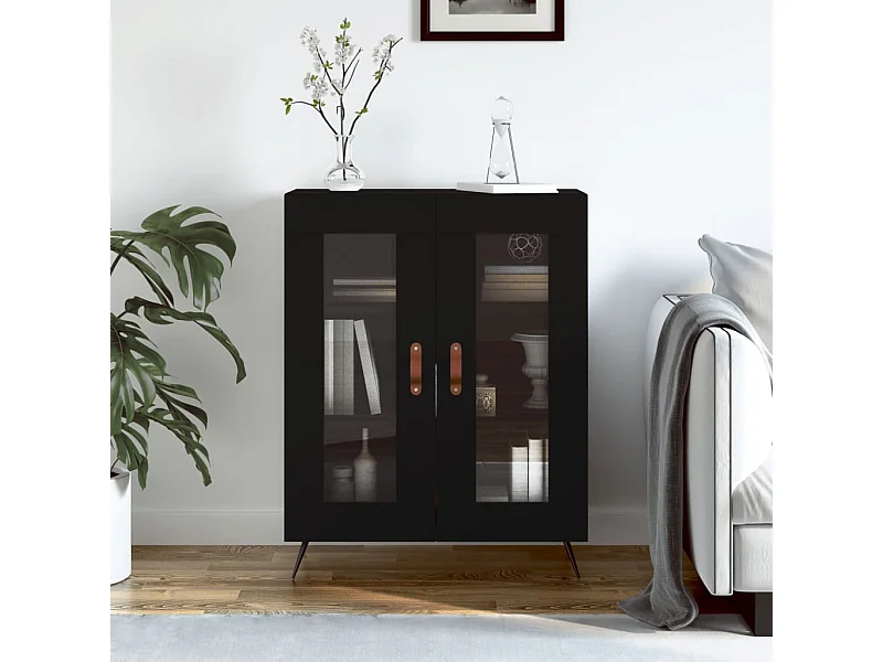 Buffet noir 69,5x34x90 cm bois d'ingénierie