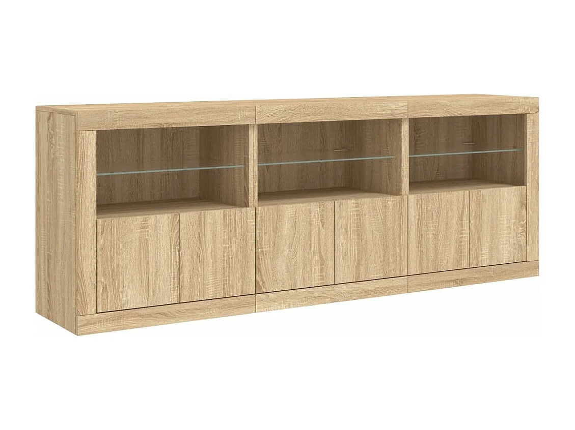 Buffet avec lumières LED chêne sonoma 181,5x37x67 cm