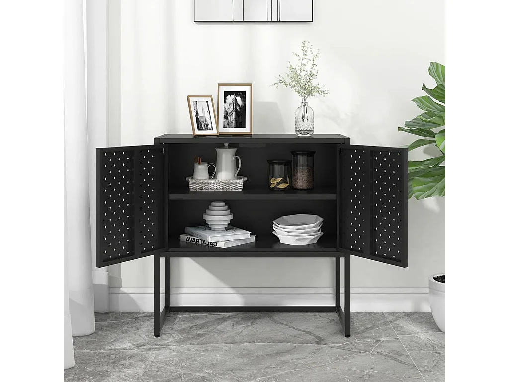 Aparador de acero negro 75x35x75 cm