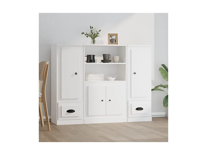 Buffets 3 pièces blanc bois d'ingénierie