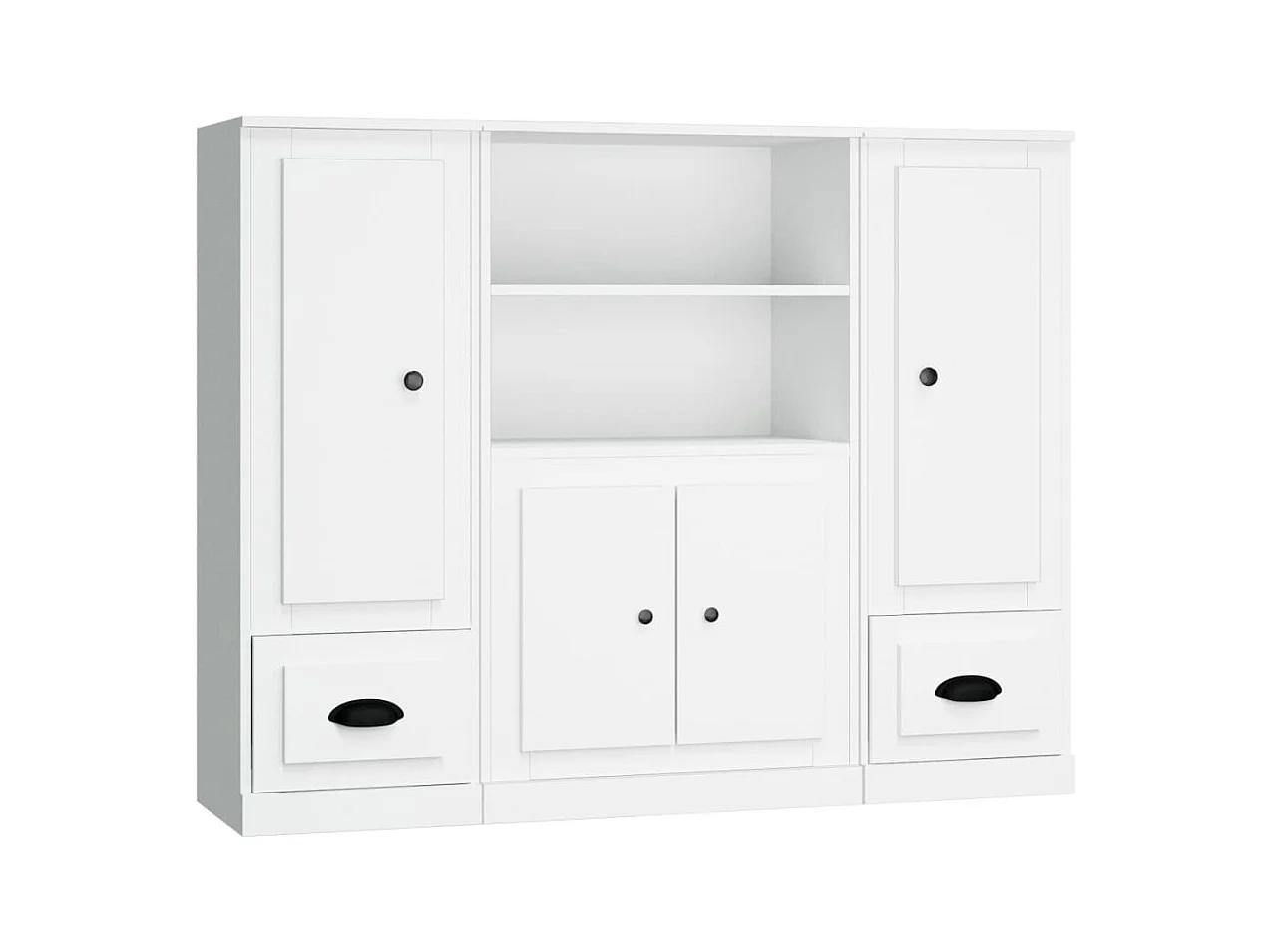 Aparadores altos 3 piezas madera contrachapada blanco