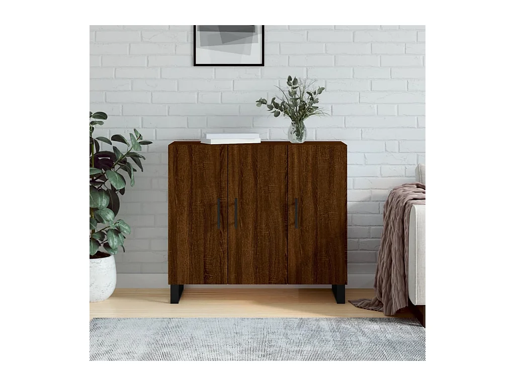 Buffet chêne marron 90x34x80 cm bois d'ingénierie