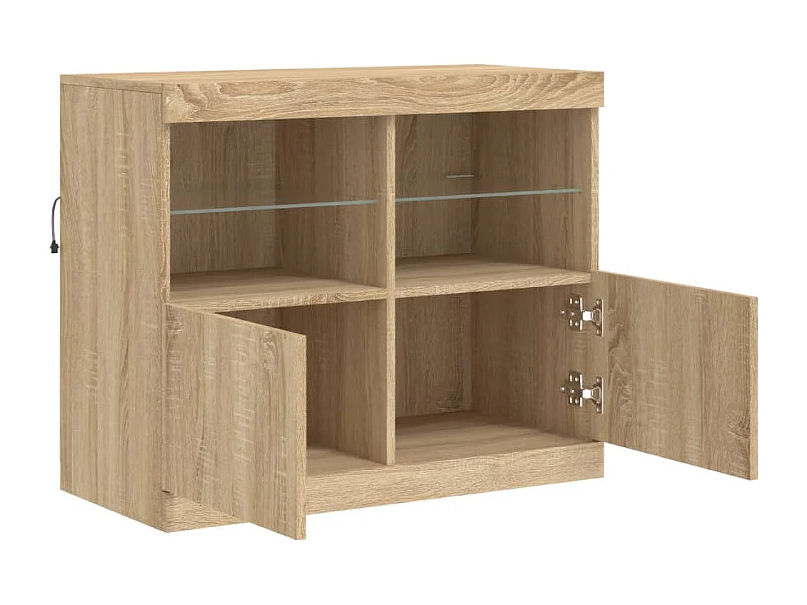 Buffet avec lumières LED chêne sonoma 81x37x67 cm