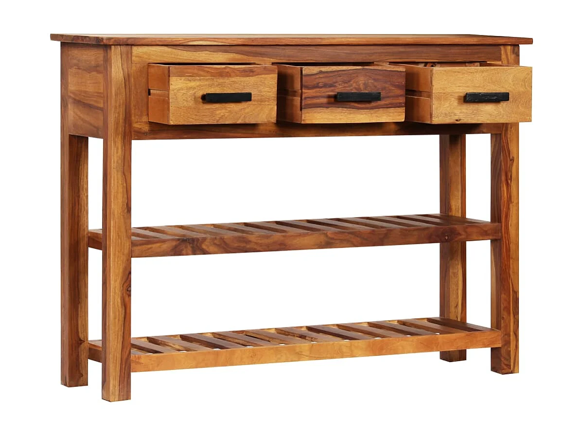 Aparador con 3 cajones madera maciza de acacia 110x30x80 cm