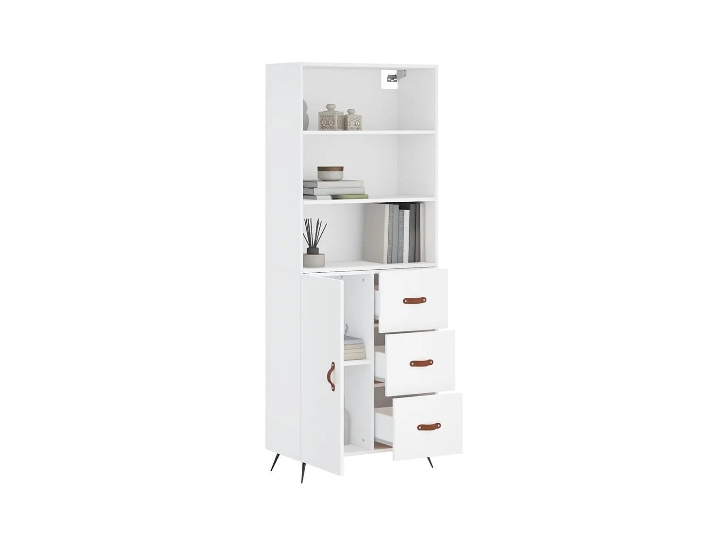 Buffet haut Blanc 69,5x34x180 cm Bois d'ingénierie