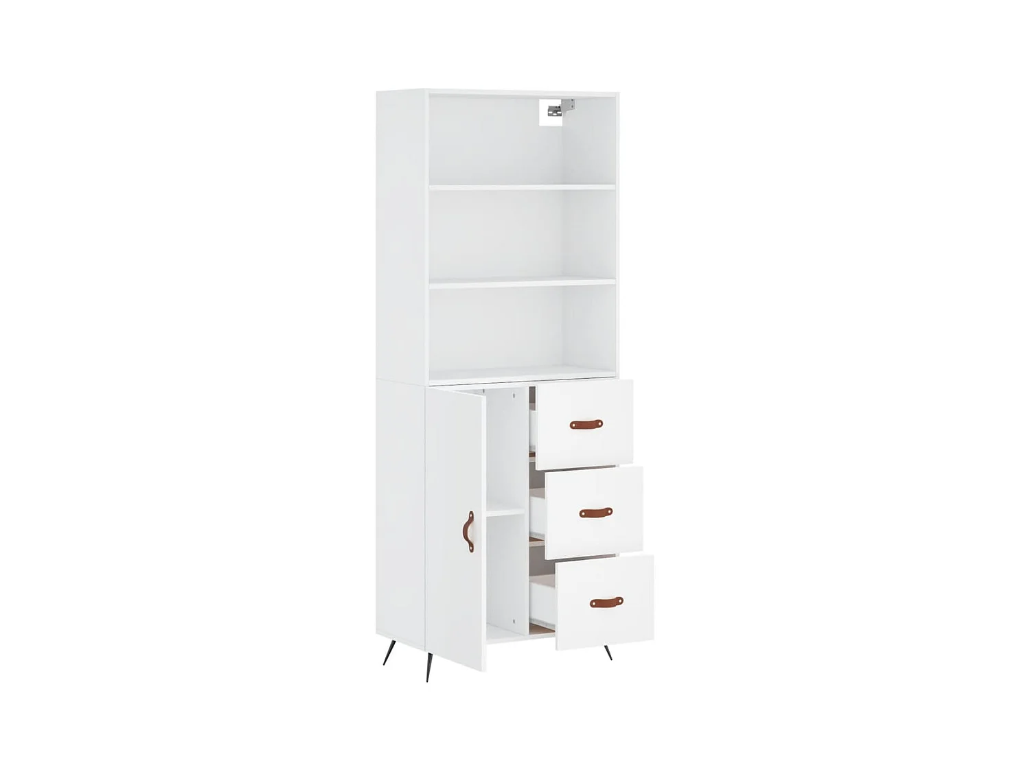 Buffet haut Blanc 69,5x34x180 cm Bois d'ingénierie