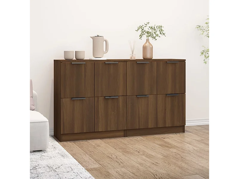 Buffets 2 pièces Chêne marron 60x30x70 cm Bois d'ingénierie