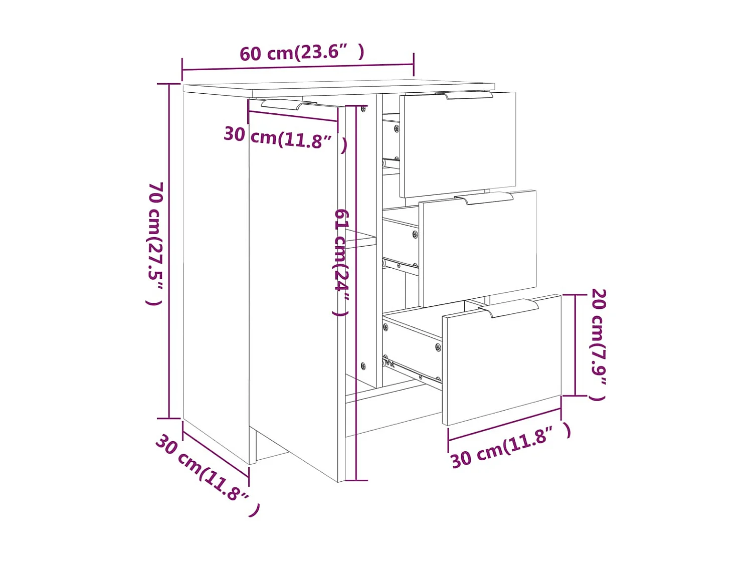 Buffets 2 pièces Chêne sonoma 60x30x70 cm Bois d'ingénierie