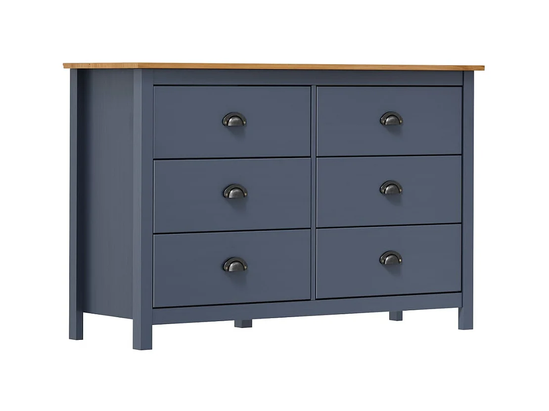 Buffet Hill Gris 125x40x80 cm Bois de pin solide
