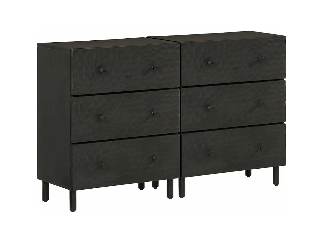 Armoires latérales 2pièces noir 60x33x75cm bois massif de manguier