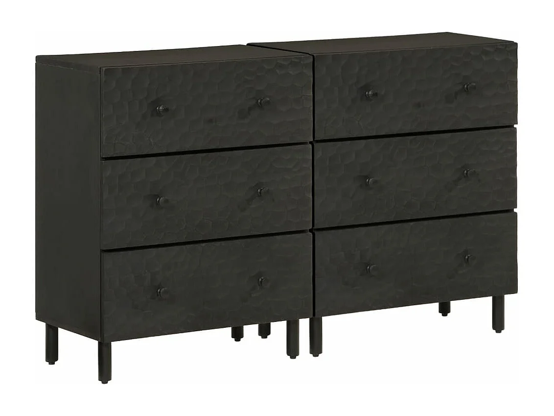 Armoires latérales 2pièces noir 60x33x75cm bois massif de manguier