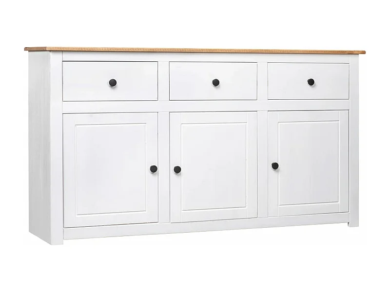 Buffet Blanc 135x40x80 cm Pin solide Gamme Panama