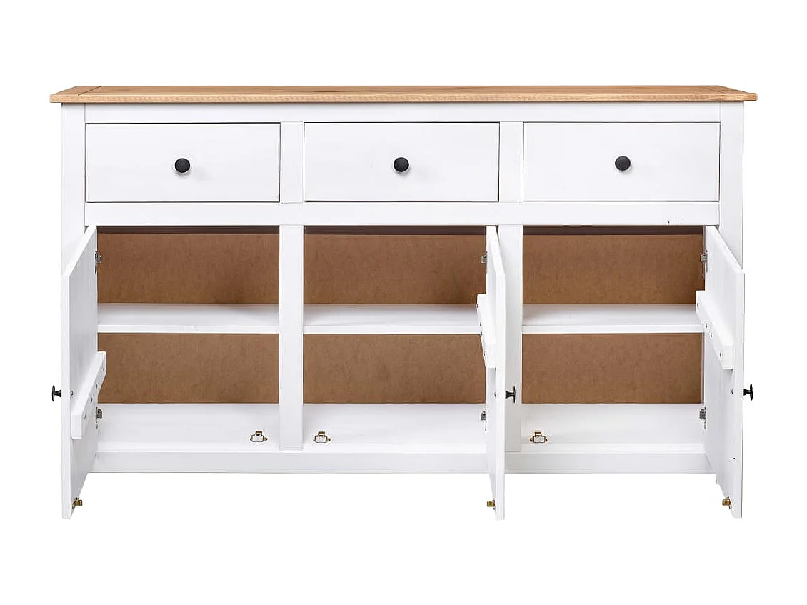Dressoir Panama Range 135x40x80 cm massief grenenhout wit