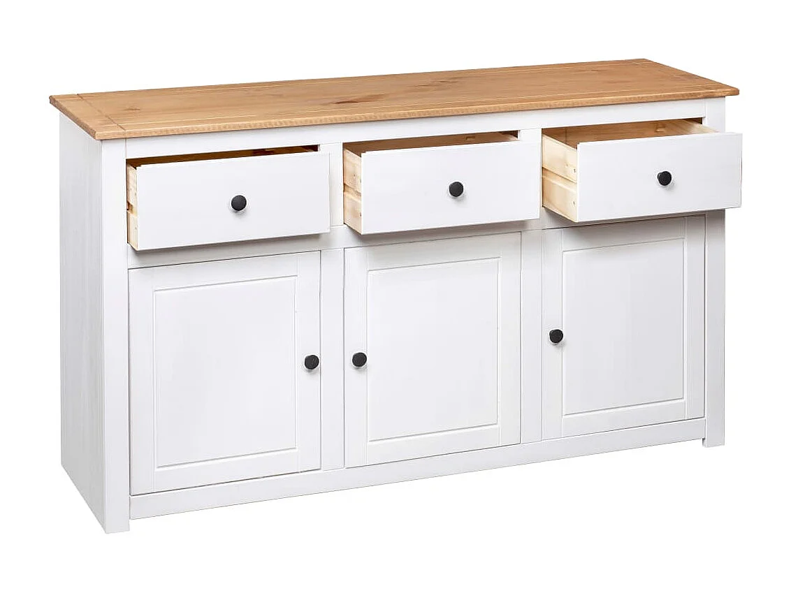 Dressoir Panama Range 135x40x80 cm massief grenenhout wit