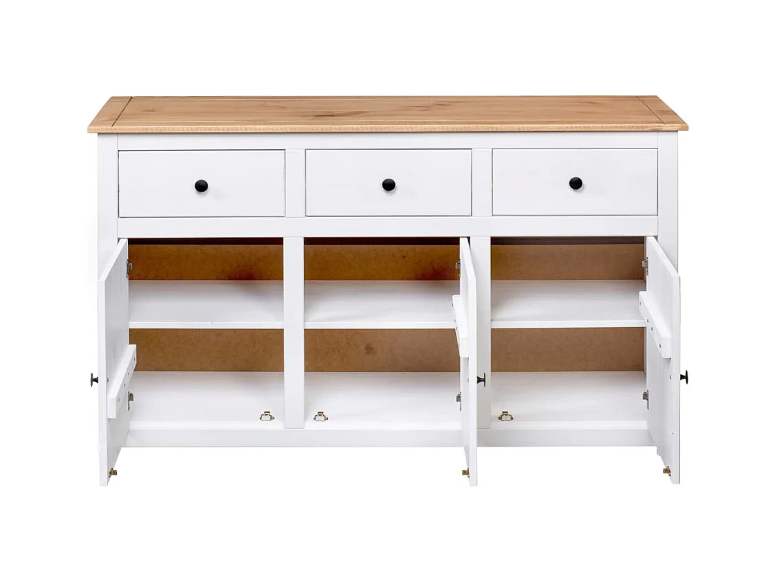 Dressoir Panama Range 135x40x80 cm massief grenenhout wit