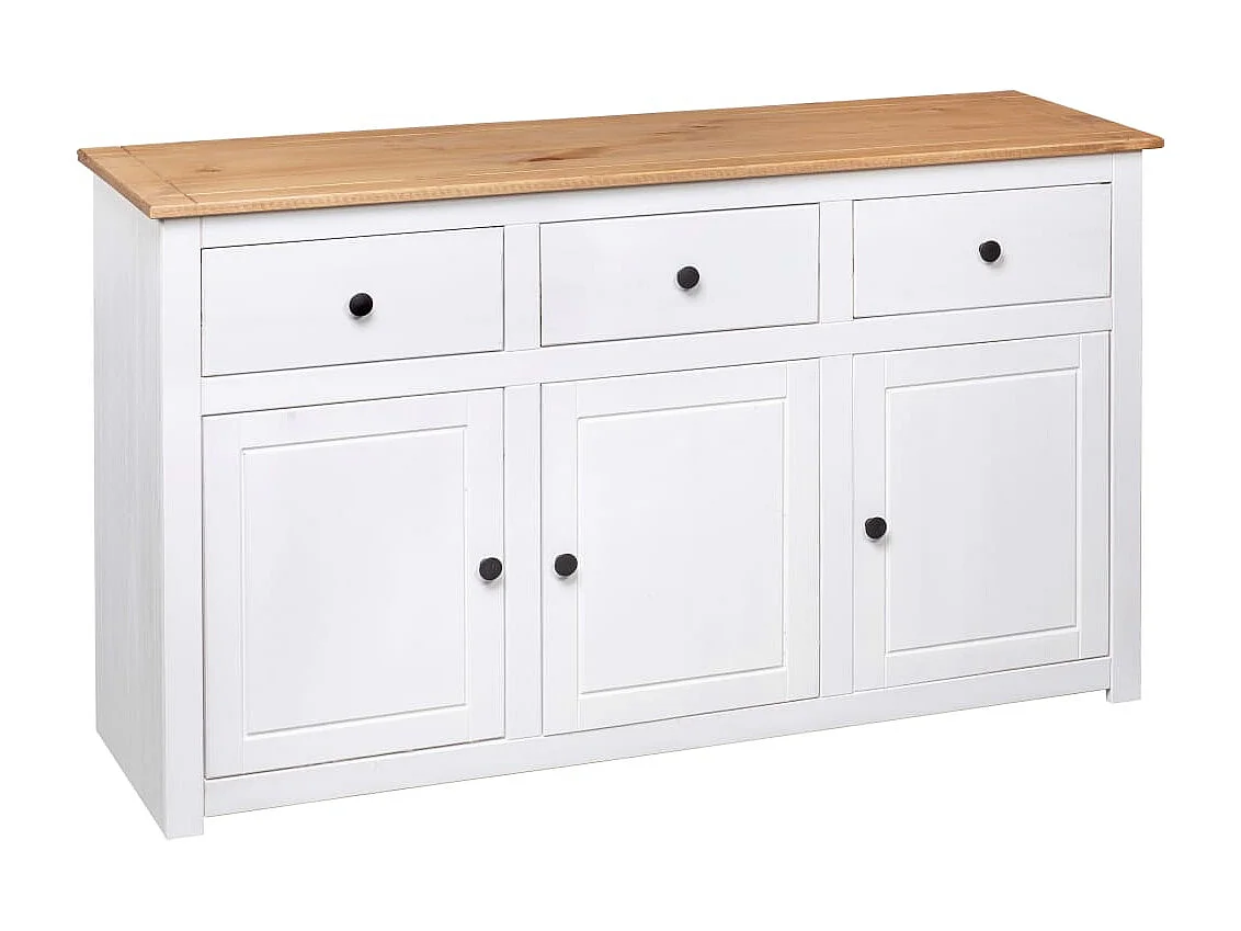 Buffet Blanc 135x40x80 cm Pin solide Gamme Panama