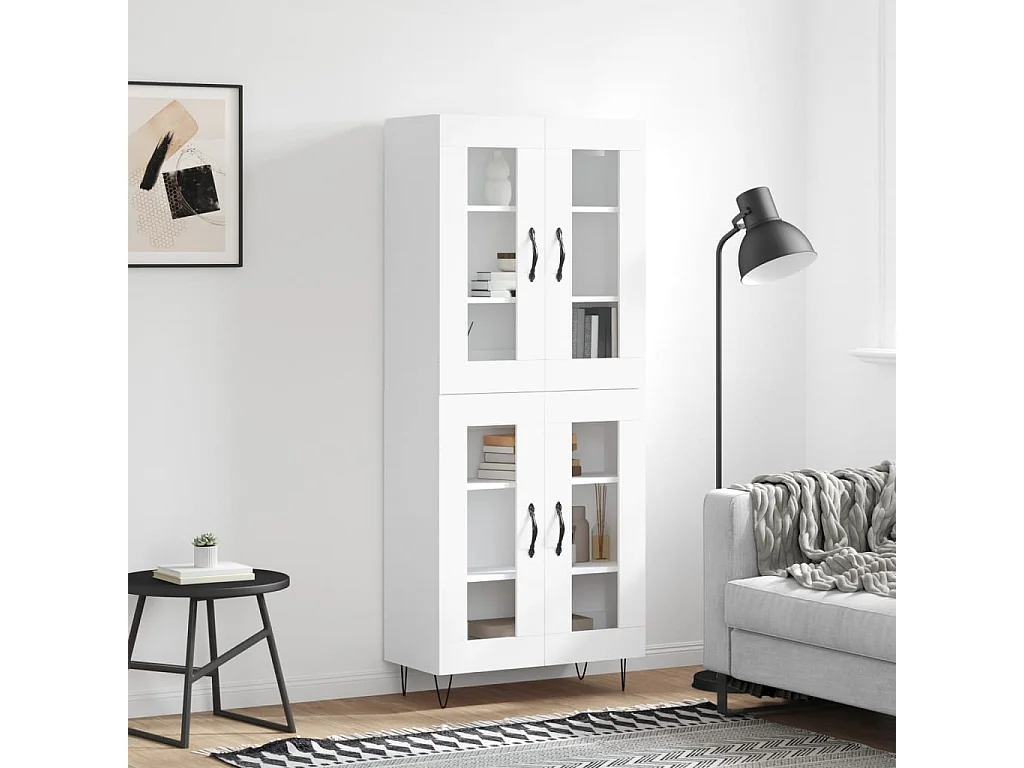 Buffet haut Blanc 69,5x34x180 cm Bois d'ingénierie